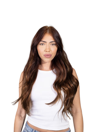 Linda 20'' 160G Espresso Brown Lace Weft Clip-In Remy Hair Extensions