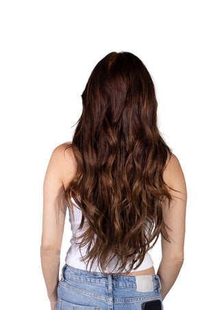 Linda 20'' 160G Espresso Brown Lace Weft Clip-In Remy Hair Extensions