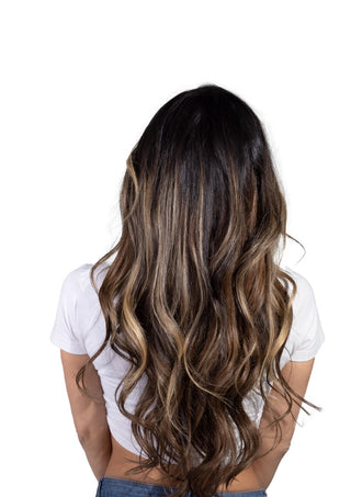 Linda 20'' 160G Cosmo (R1 B/7) Ombre Lace Weft Clip-in 100% Remy Human Hair Extensions