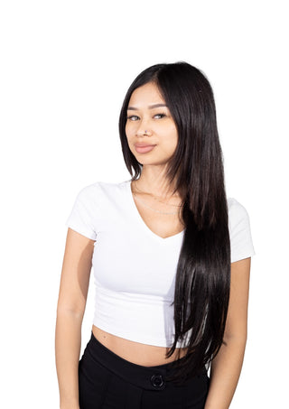 Kenza 22'' 240G Natural Black (#1B) ProSeam Clip-in 100% Remy Human Hair Extensions